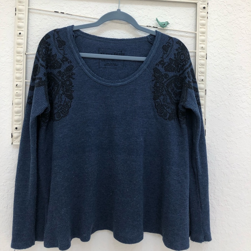 Free People Long Sleeve Flowy Waffle Shirt